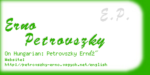 erno petrovszky business card